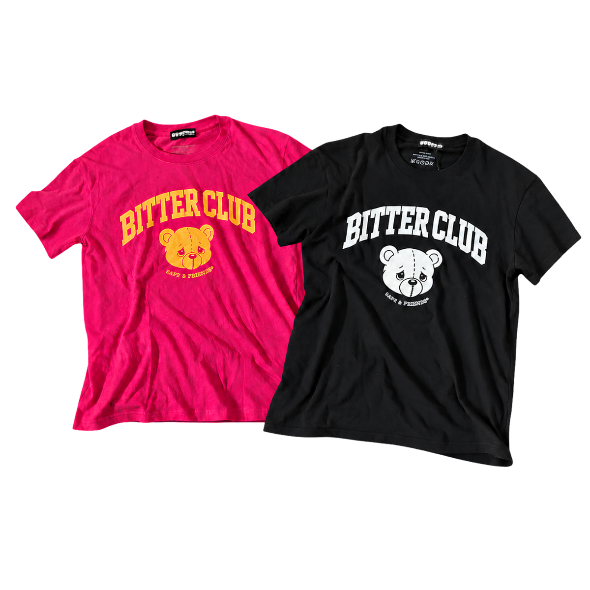 BitterClub College Tee 2-Pack, classic black and rose pink